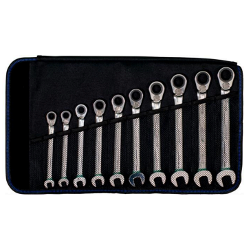 ATORN 31590015 Ratchet Combination Wrench Set 10 Pcs With Reversing Lever Roll-U