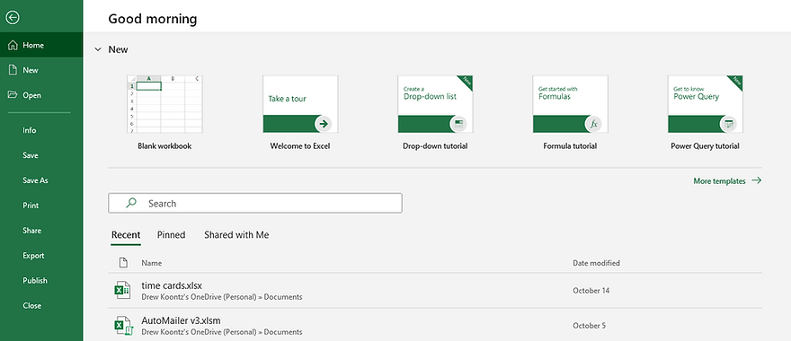 the excel home tab