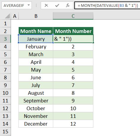 How to Convert Month Name to a Number using a formula