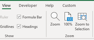 Zoom to Selection in Excel