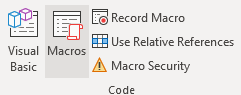 How to open the Macro option window in Excel