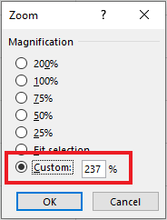 how to set the zoom to a specific percentage in Excel