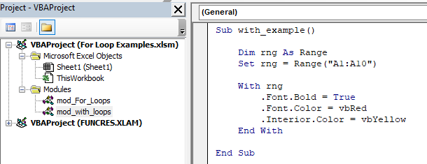 Example With Statements being used in Excel - VBA Tutorial