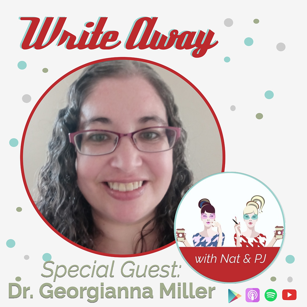 Photo of special guest Elayna Mae Darcy and episode title, Write Away S2E5 - NaNoWriMo 2020: What in the COVID?