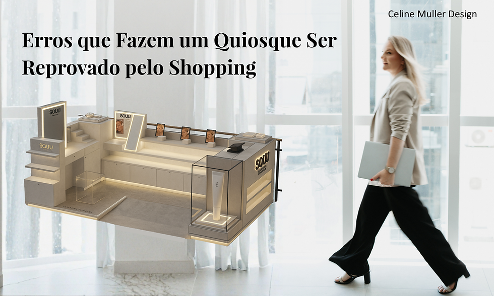 Projeto de quiosque para shopping de cosméticos com iluminação embutida e design moderno