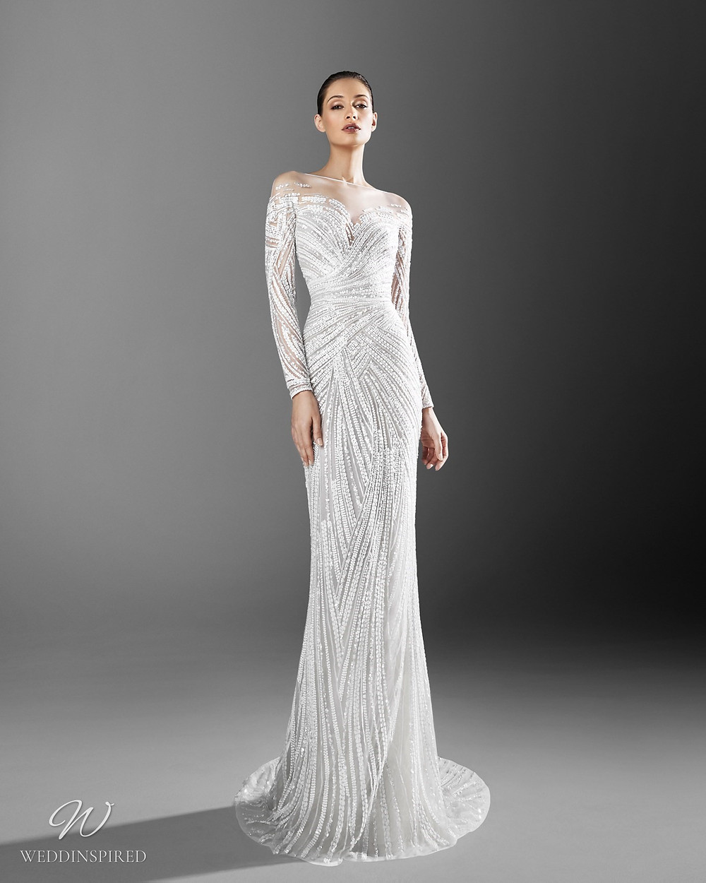 A Zuhair Murad mermaid wedding dress with crystals and an illusion neckline