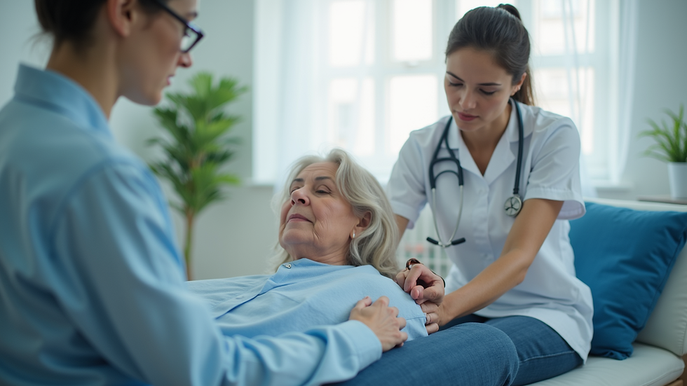 Eye-level view of a physiotherapy session with a patient and therapist