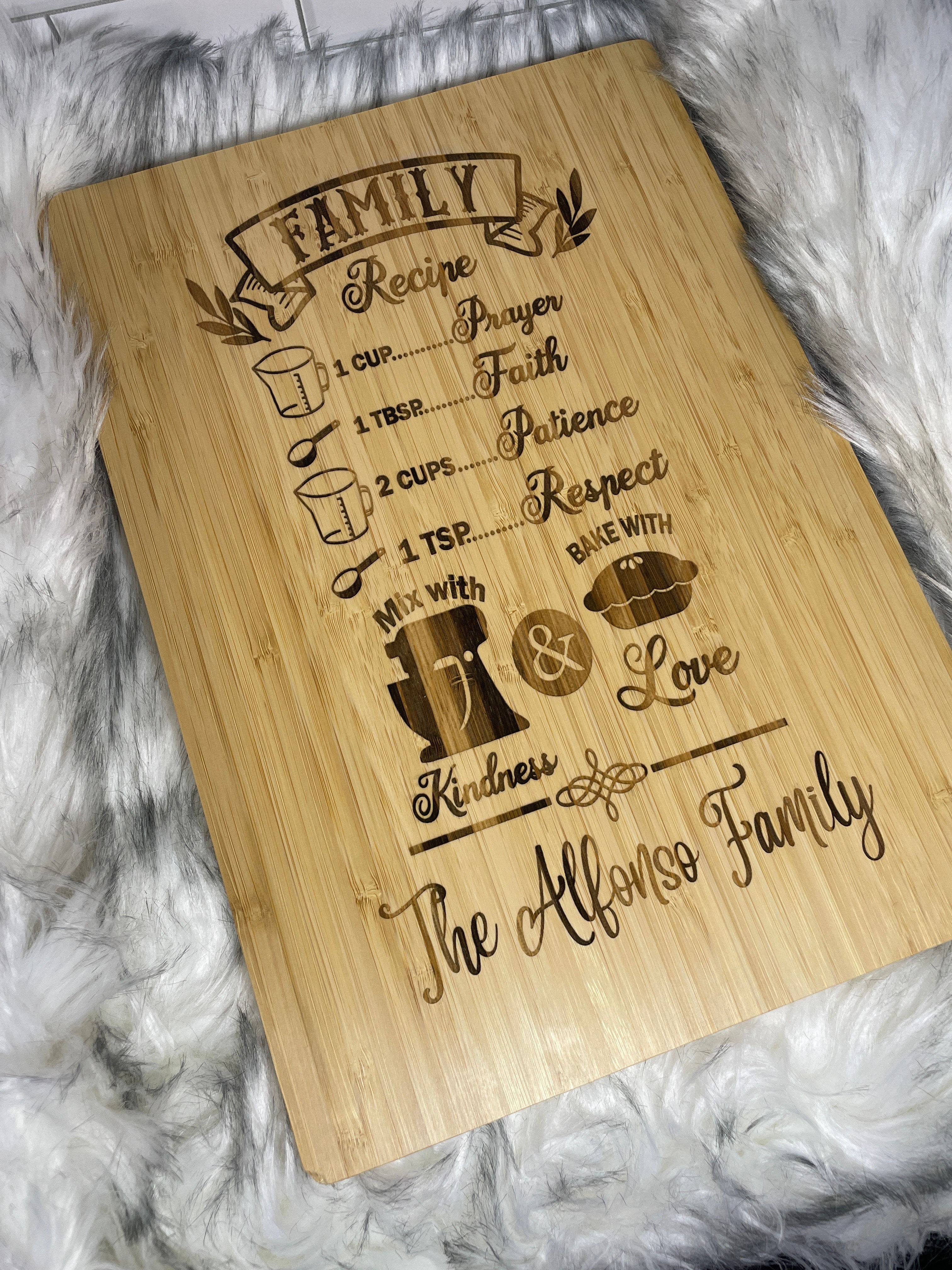 Engraved Family Recipe Cutting Board