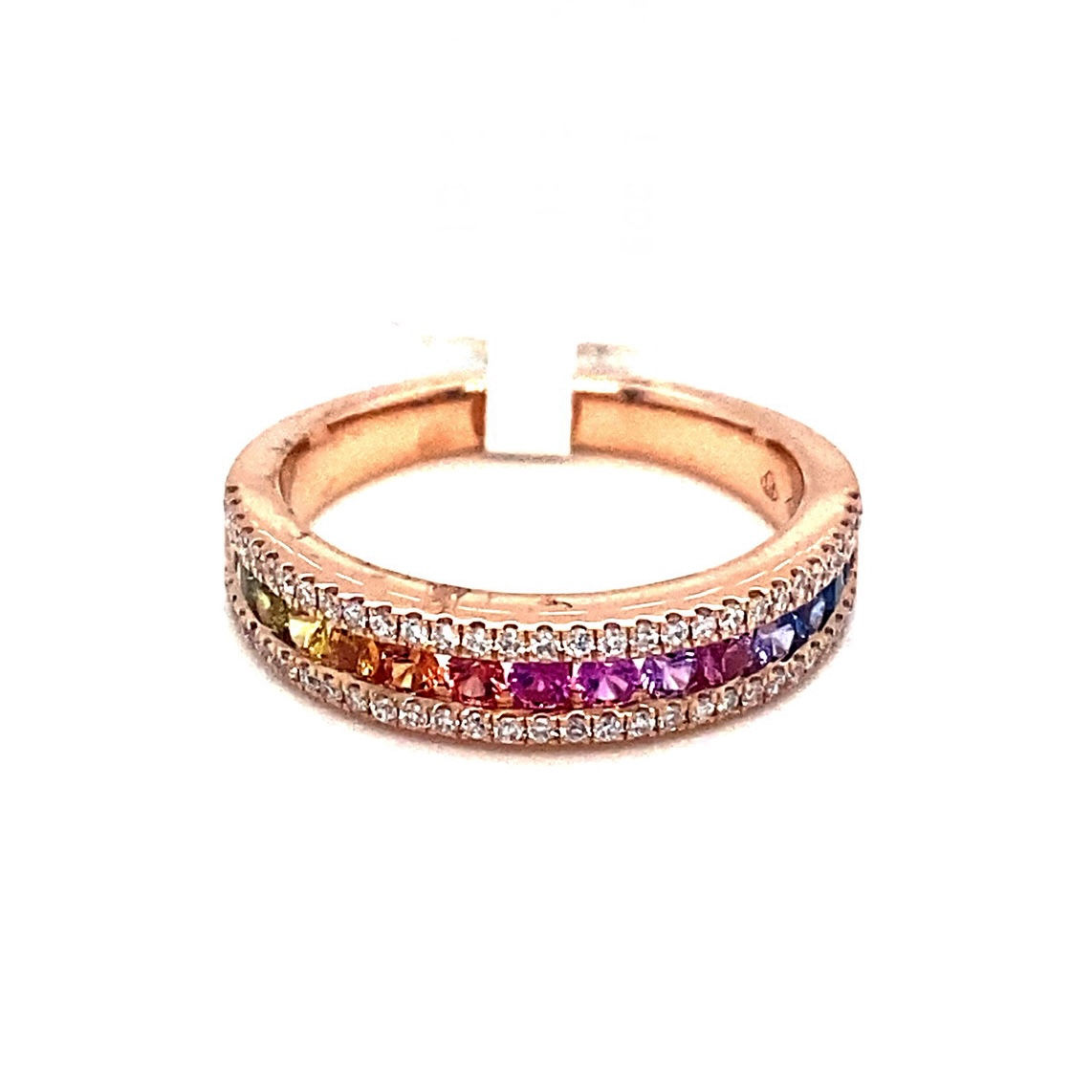 RAINBOW AND DIAMONDS ALLIANCE RING