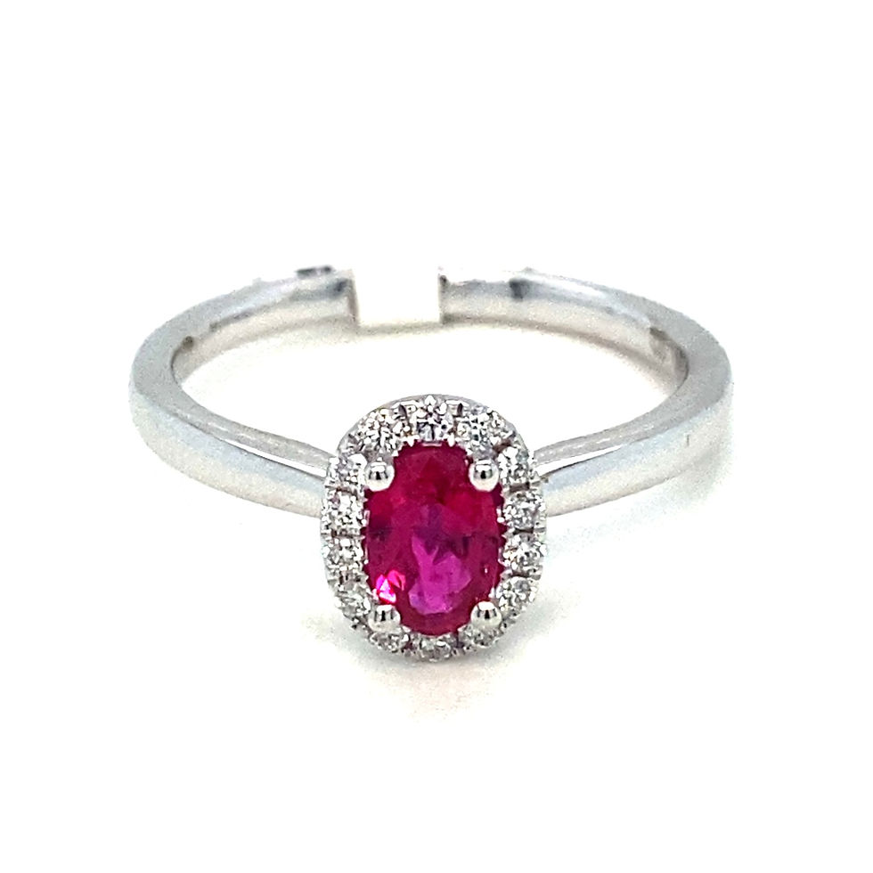 RUBY OVAL CUT SOLITAIRE WITH HALO