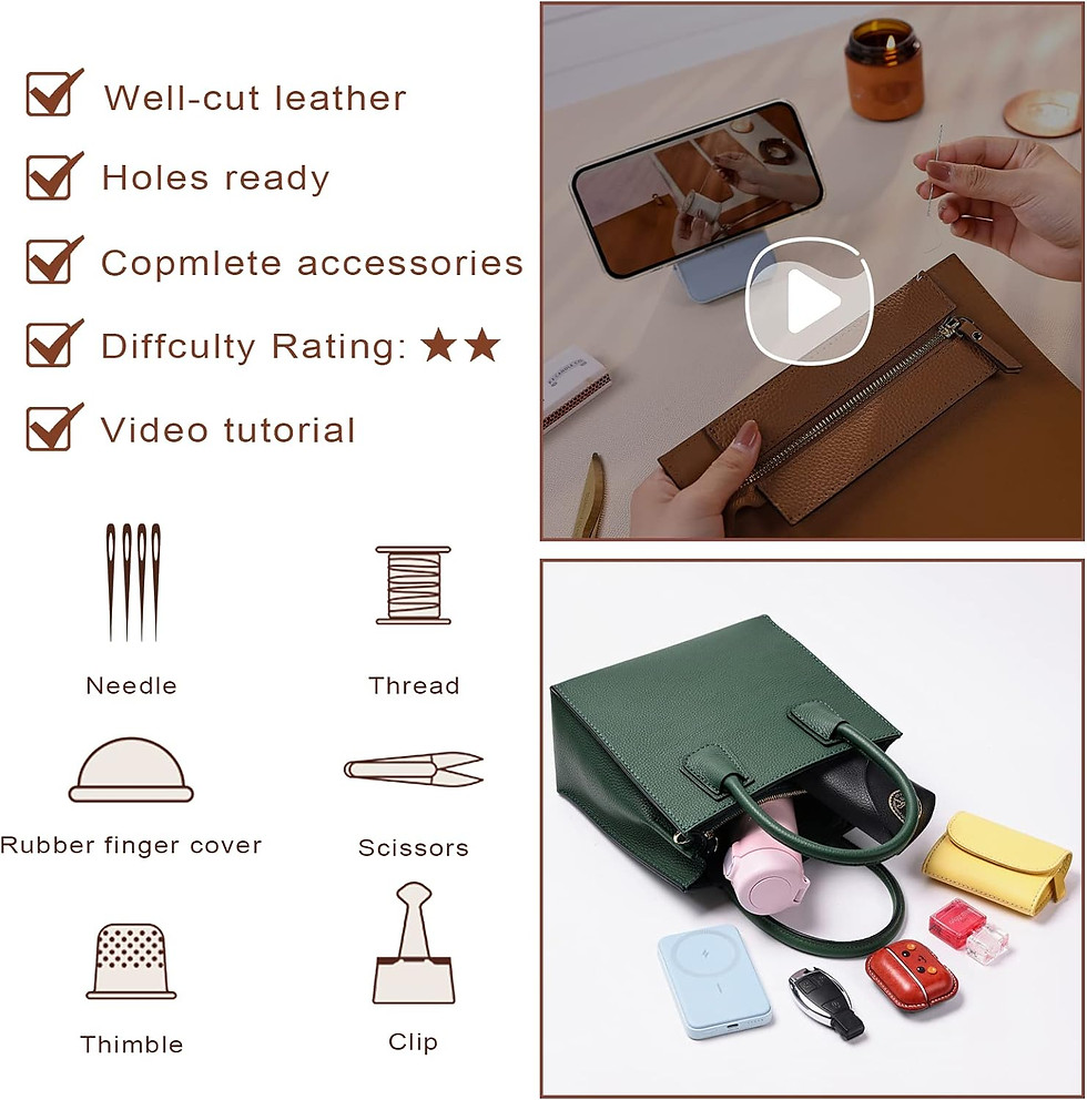 Thumbnail: Mini  Leather Tote Handbag  - DIY Kit