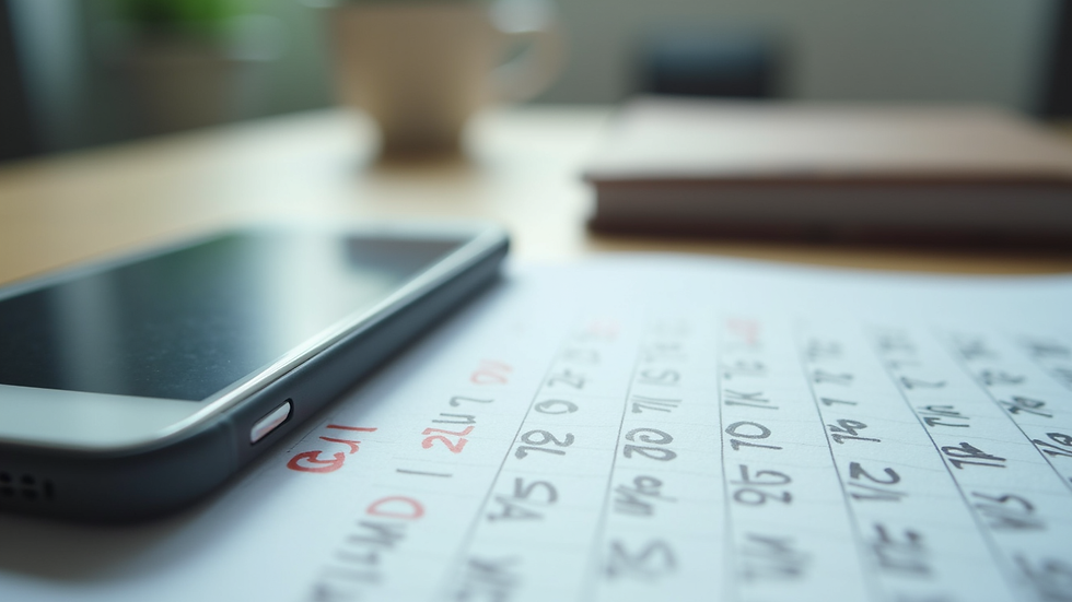 Close-up view of a calendar and smartphone showing appointment scheduling