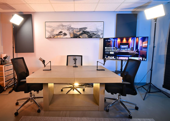 Round Table Hub studio for group podcast recordings in Norwalk CT