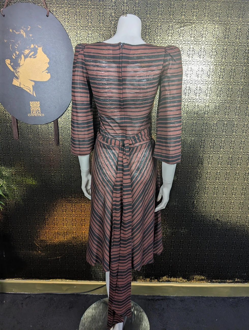 Thumbnail: Original 1974 Biba Striped Cotton Midi Dress