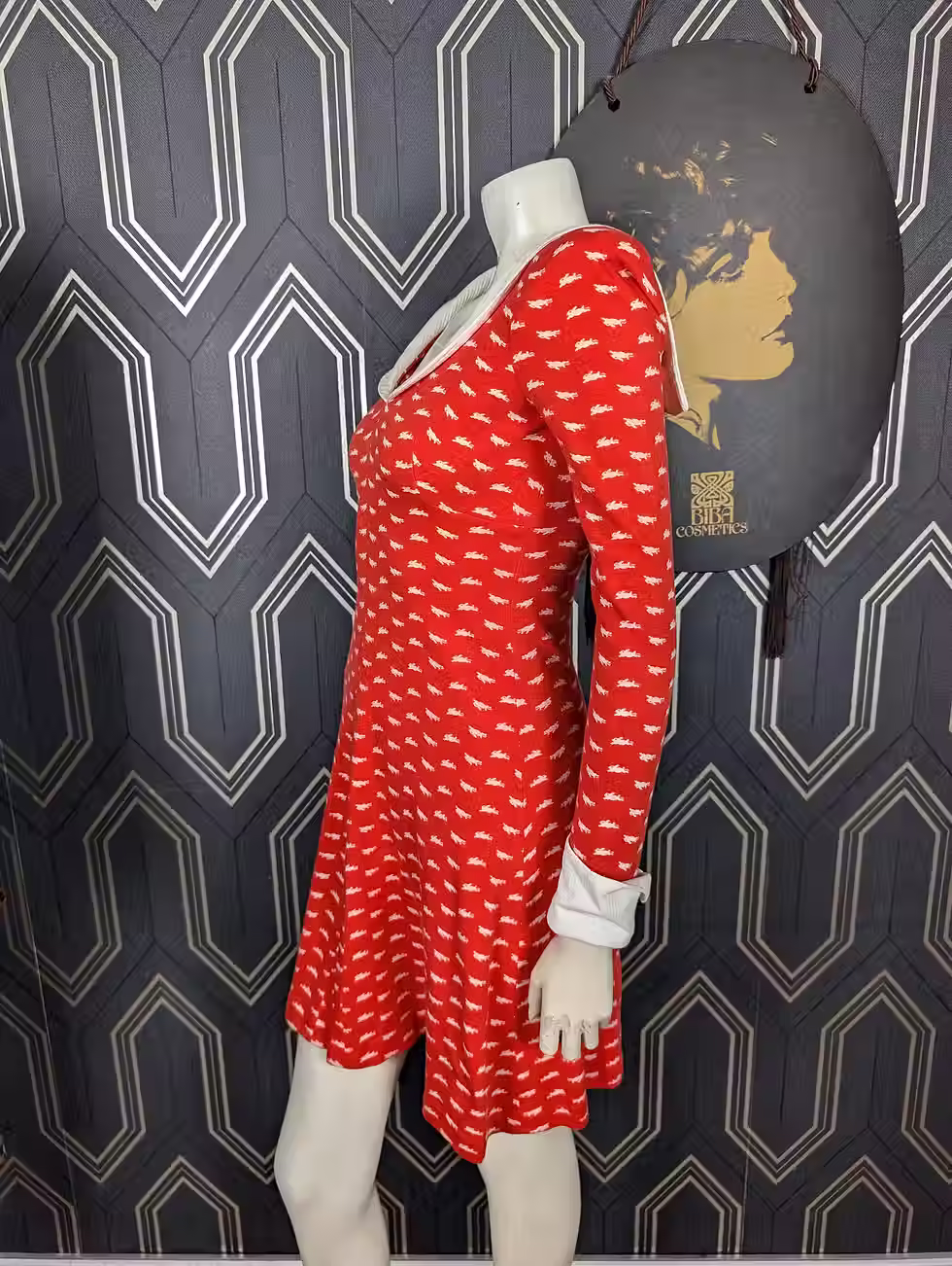 Thumbnail: Rare Original 1970 Biba Novelty Print Run Rabbit Brushed Cotton Mini Dress