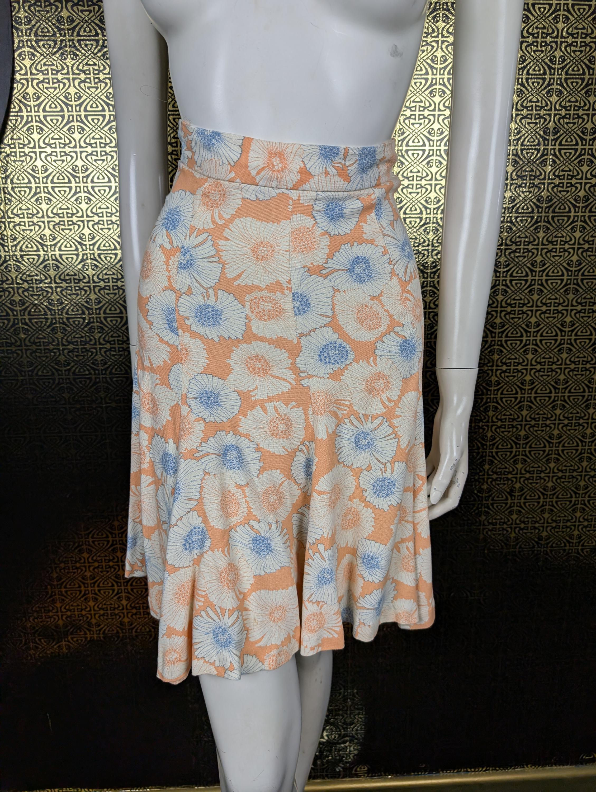 Original 1972 Biba Floral Print Cotton Mini Skirt