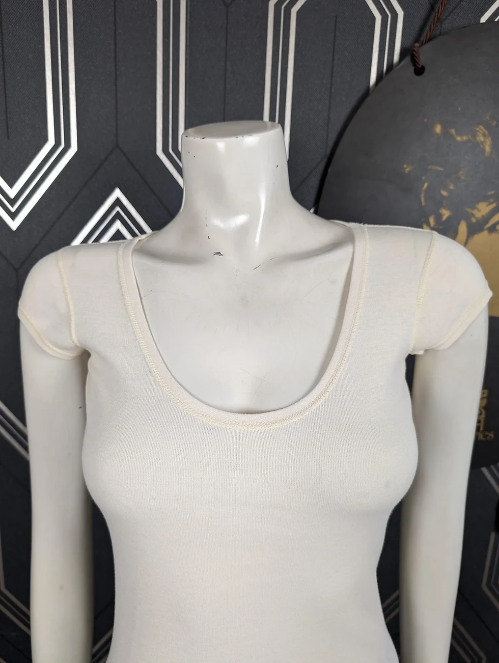 Thumbnail: Original 1973 Biba White Cotton T-shirt Top - Good Condition