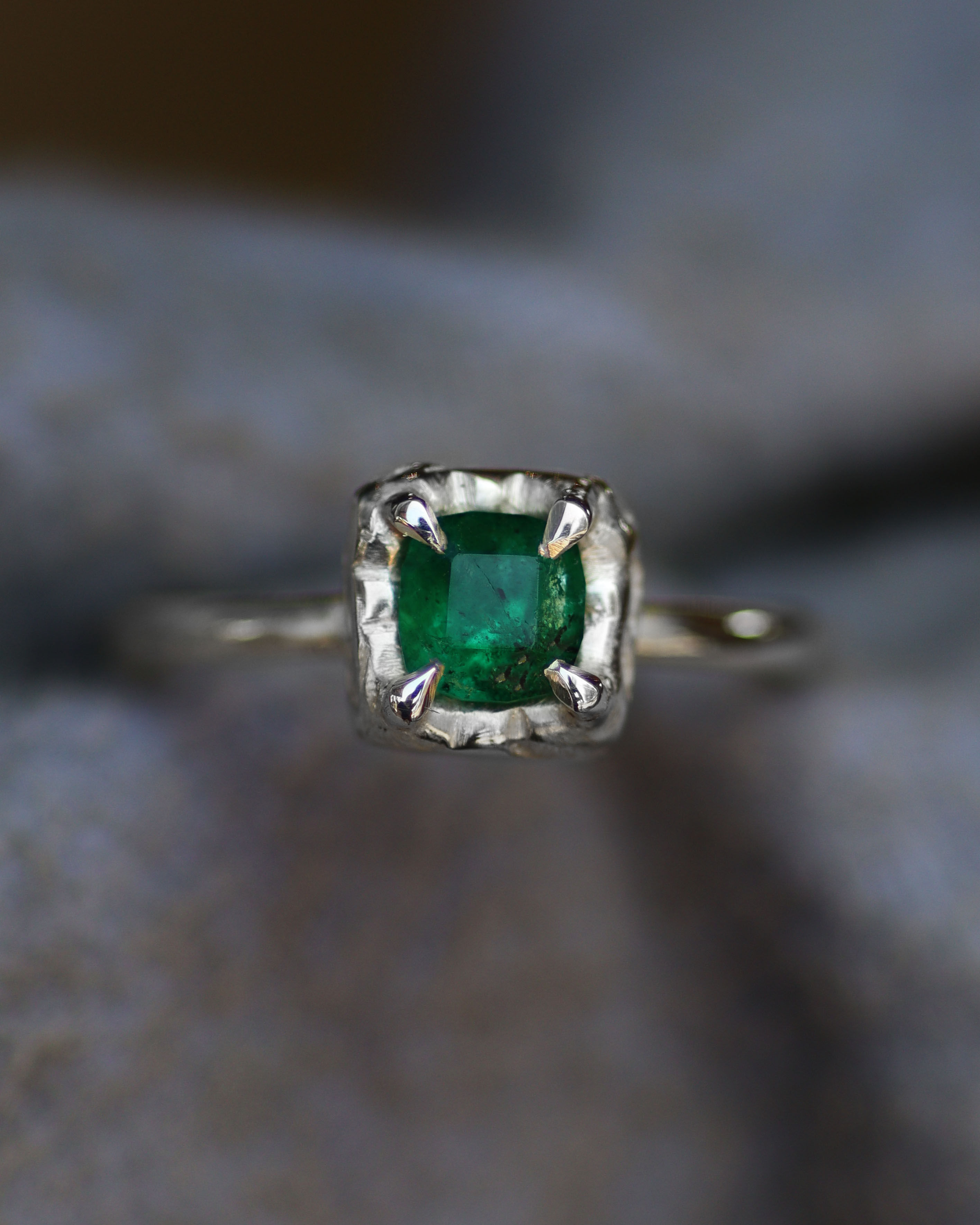 Dzuba Cushion Emerald Ring