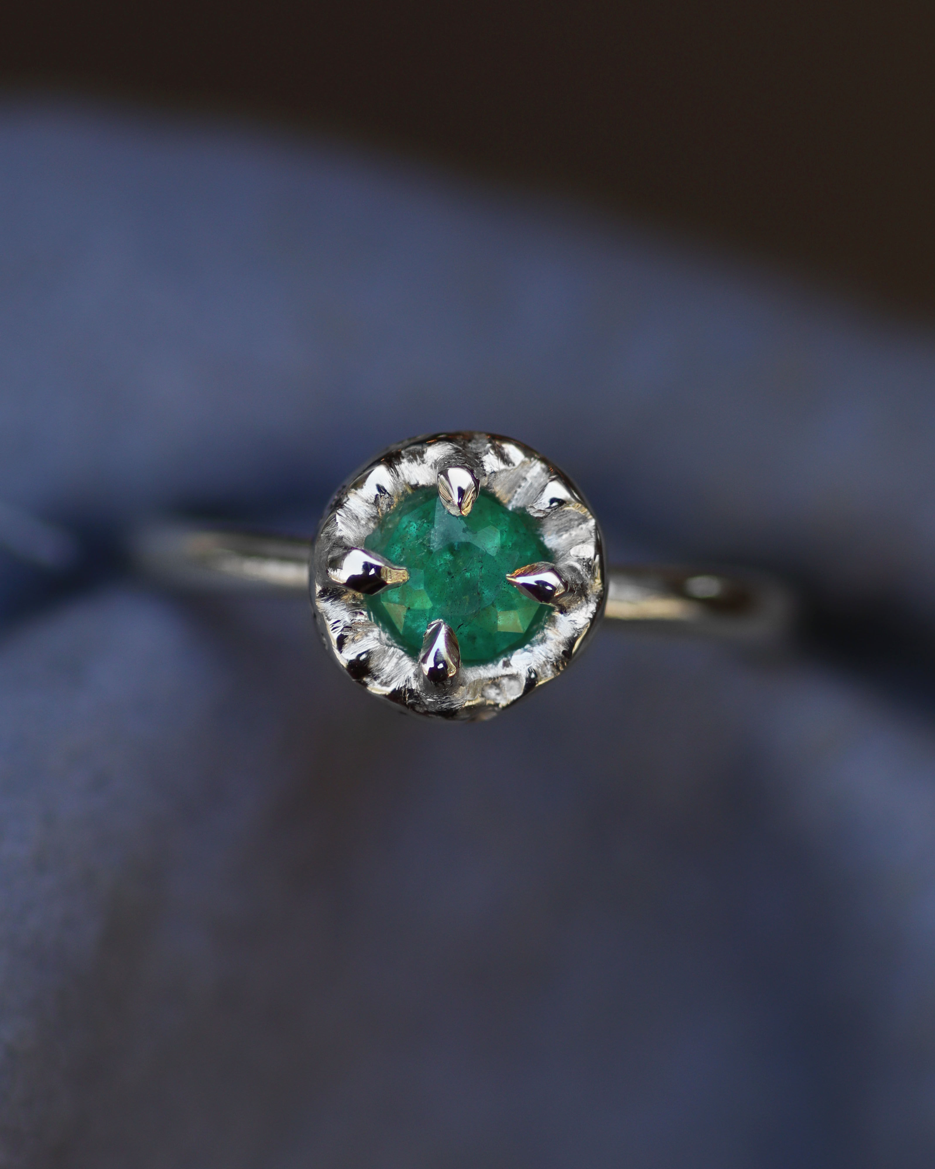 Dzuba Mini Round emerald Ring