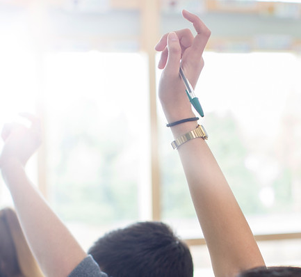 Teenage Students Raising Hands