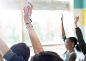 Teenage Students Raising Hands