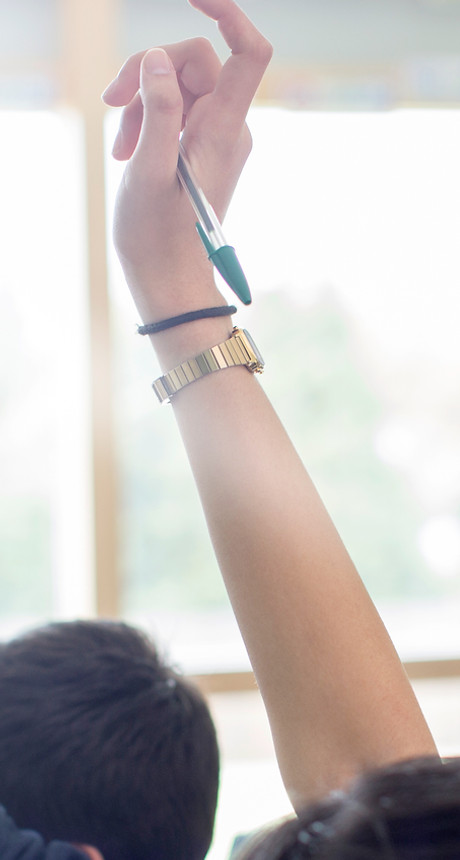 Teenage Students Raising Hands