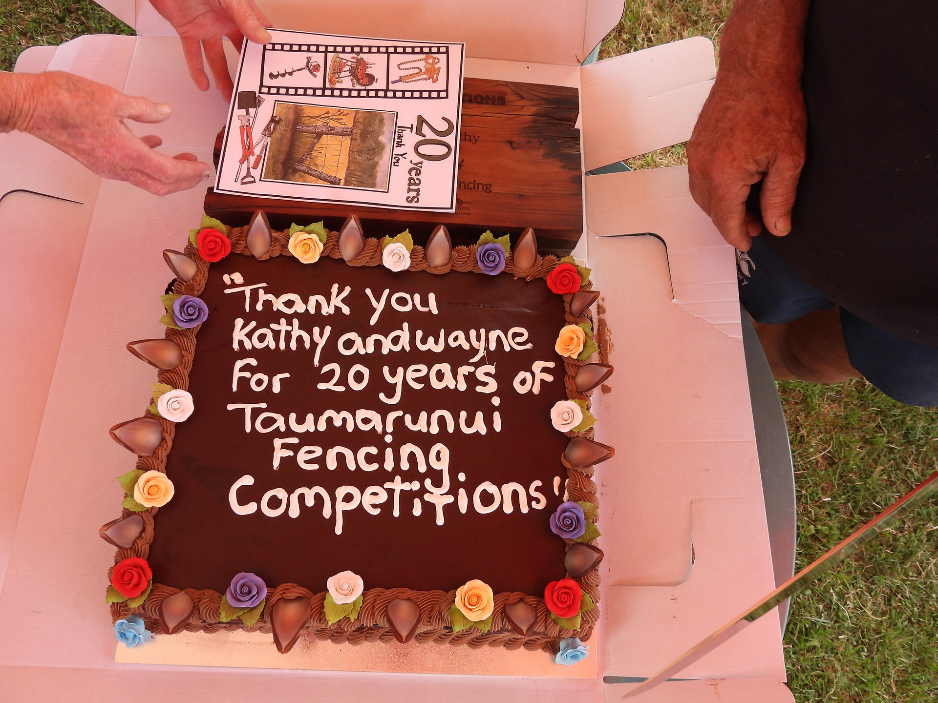 Cake, card & plaque presented to mark the milestone