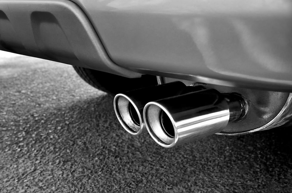 Close up of a dual exhaust pipe