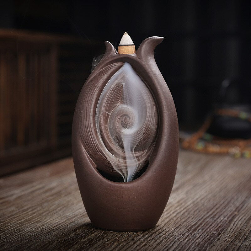 Thumbnail: Ceramic Waterfall Incense Burner Hand Censer Holder Indoor Smoke Backflow