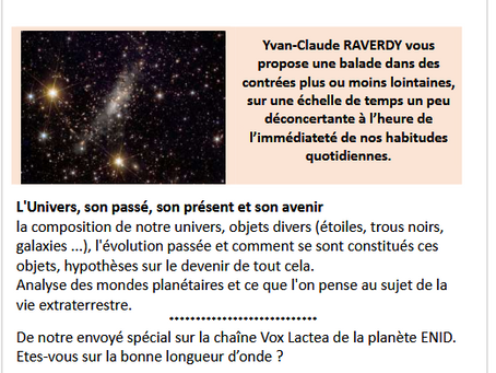 Mercredi 10 Juin - "L’expansion de l’univers" - Les veillées de CULTURE ET MONTAGNE