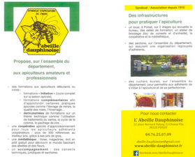 Des propositions de l'Abeille Dauphinoise, syndicat d'apiculture de l'Isère