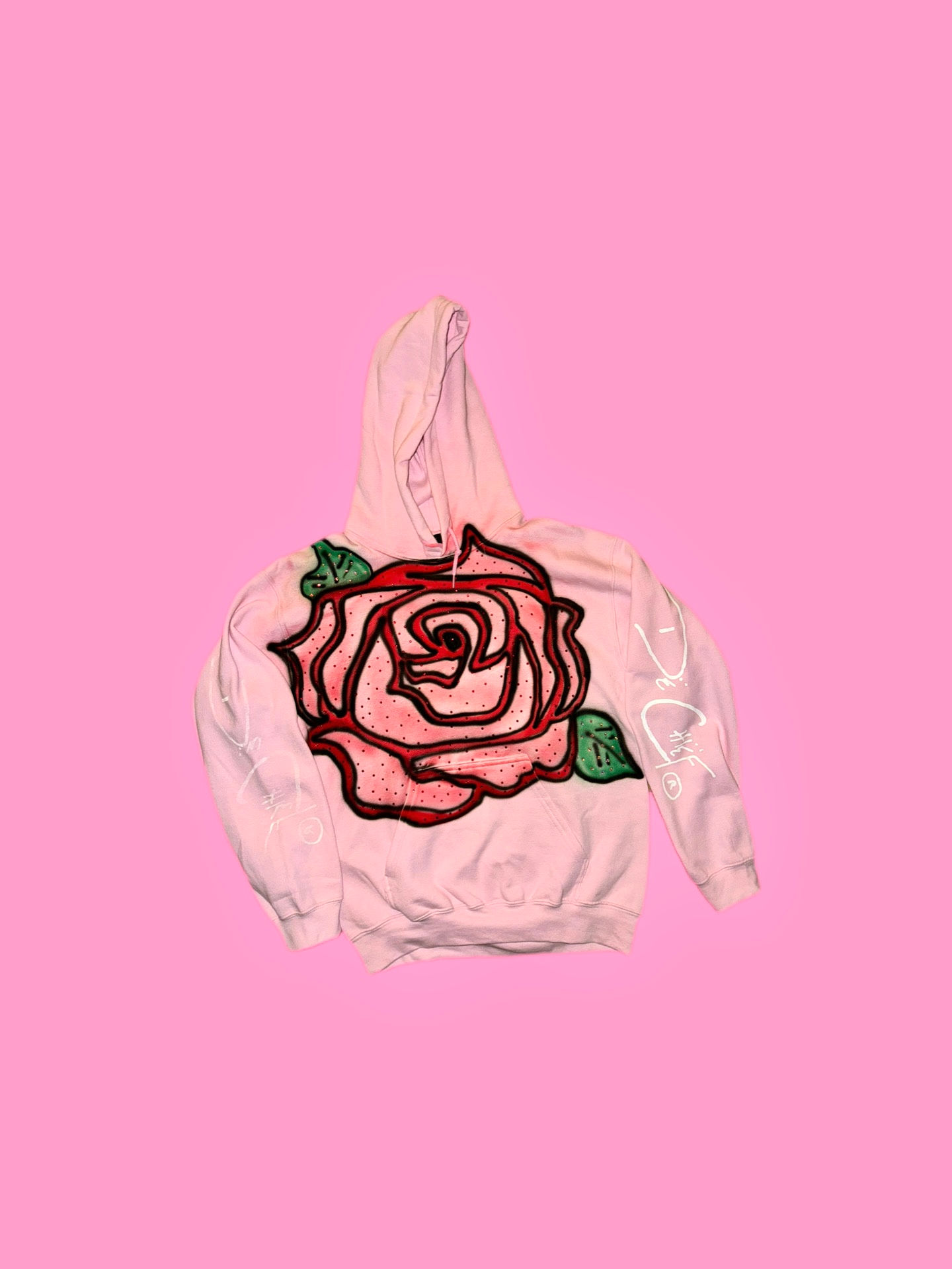 “Bought you a flower” hoodie with rhinestones 