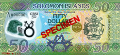 Die neue 50-Dollars-Polymer-Gedenkbanknote der Salomonen