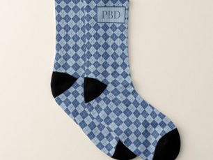 Review Blue Argyle Monogram Groomsmen Wedding Socks