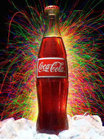 Coca Cola with Rainbow Fire