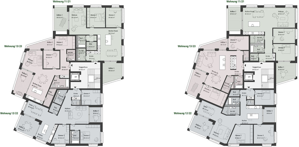 Grundrissvarianten Obergeschoss