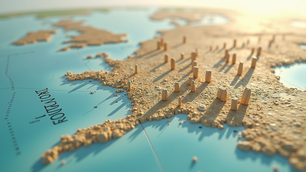 Eye-level view of a digital map showing virtual land plots in Decentraland