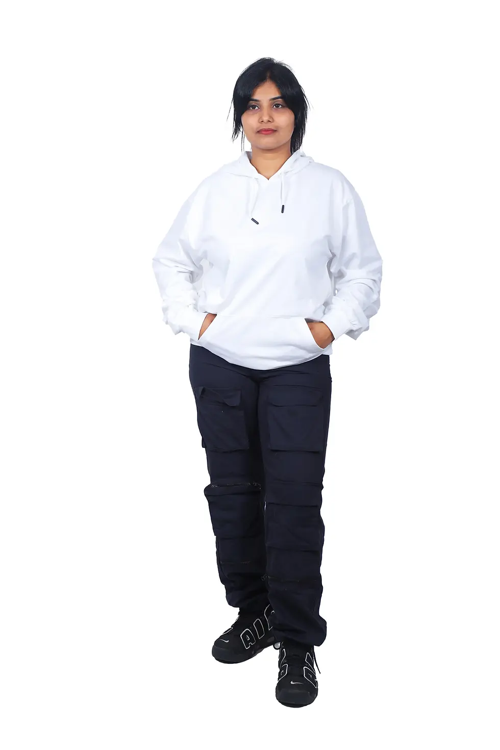 Thumbnail: Solid White Relaxed Fit Hoodie