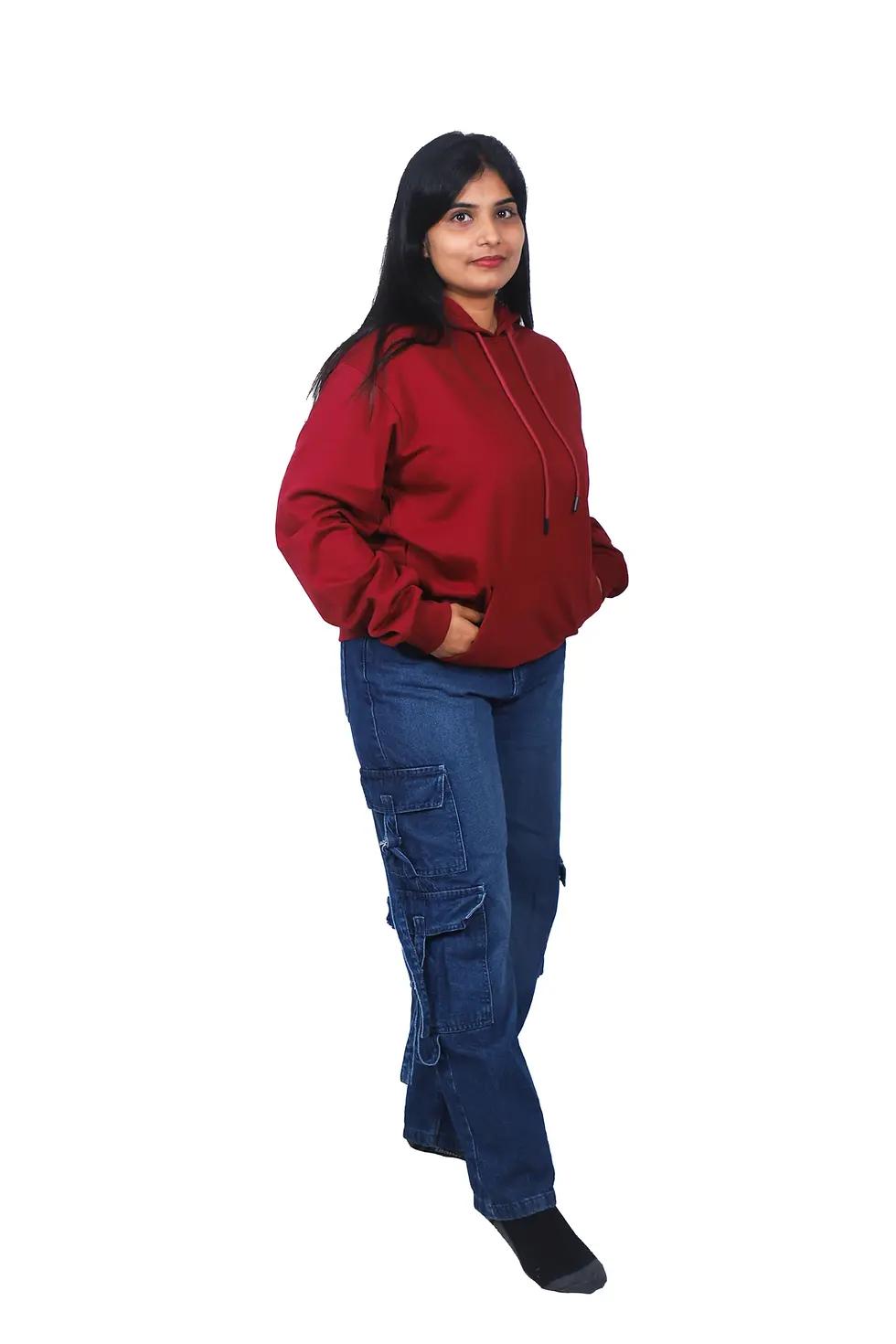 Thumbnail: Solid Maroon Relaxed Fit Hoodie