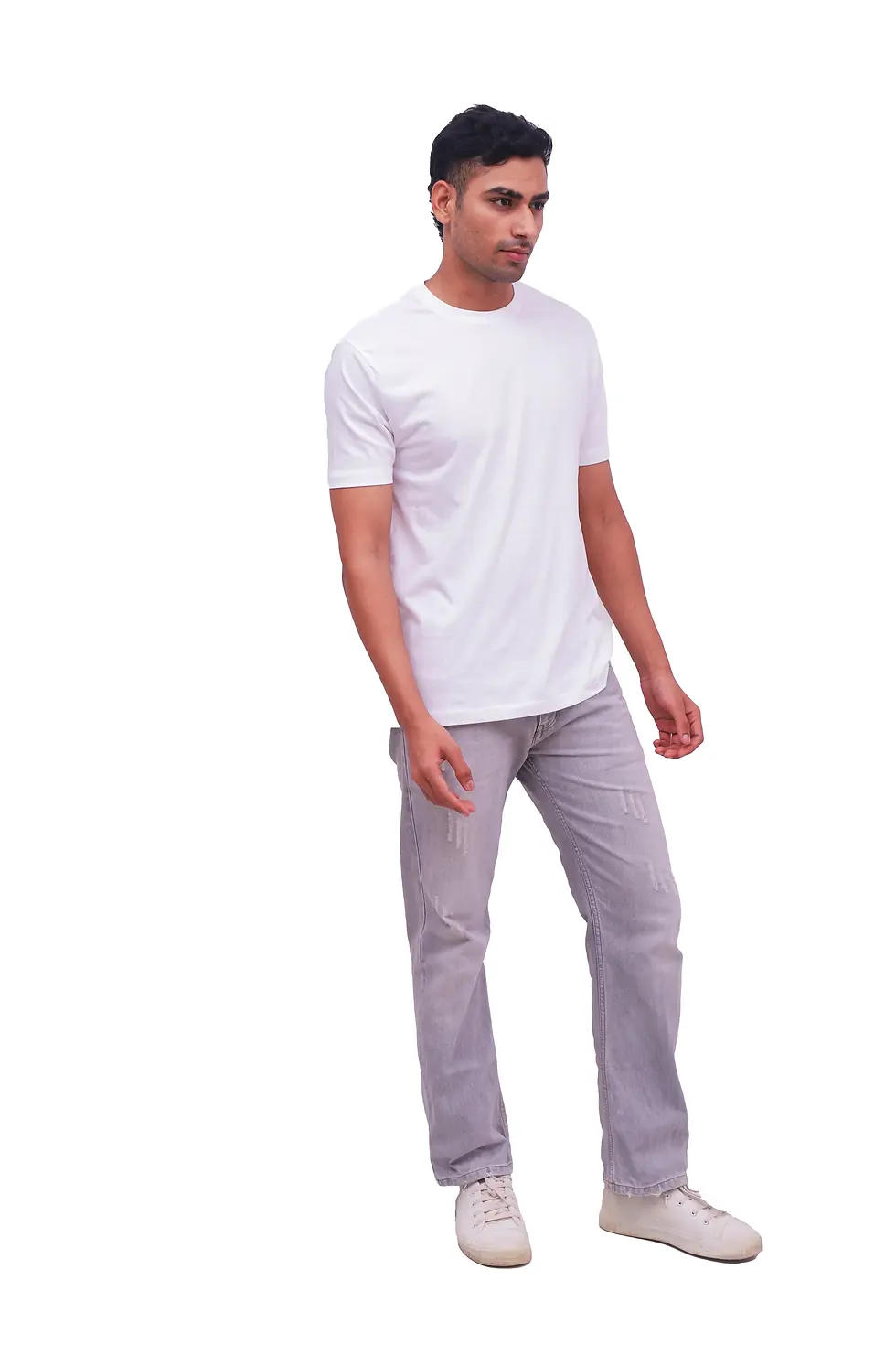 Thumbnail: Solid White Regular Fit Round Neck Tshirt