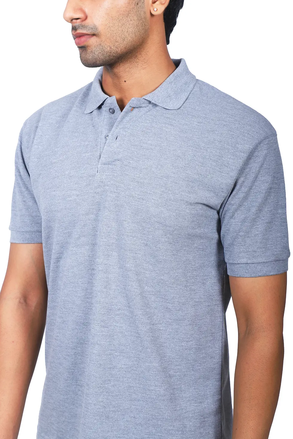 Thumbnail: Solid Grey Regular Fit Polo Tshirt