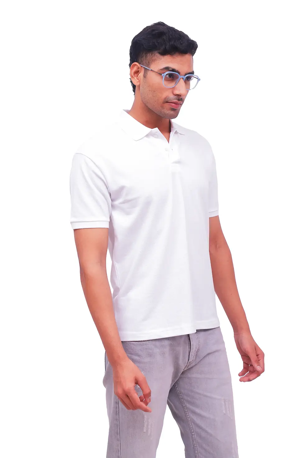 Thumbnail: Solid White Regular Fit Polo Tshirt