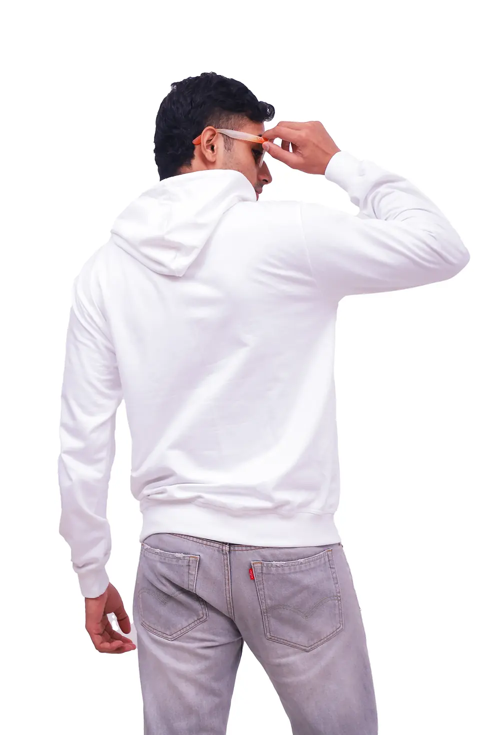 Thumbnail: Solid White Relaxed Fit Hoodie