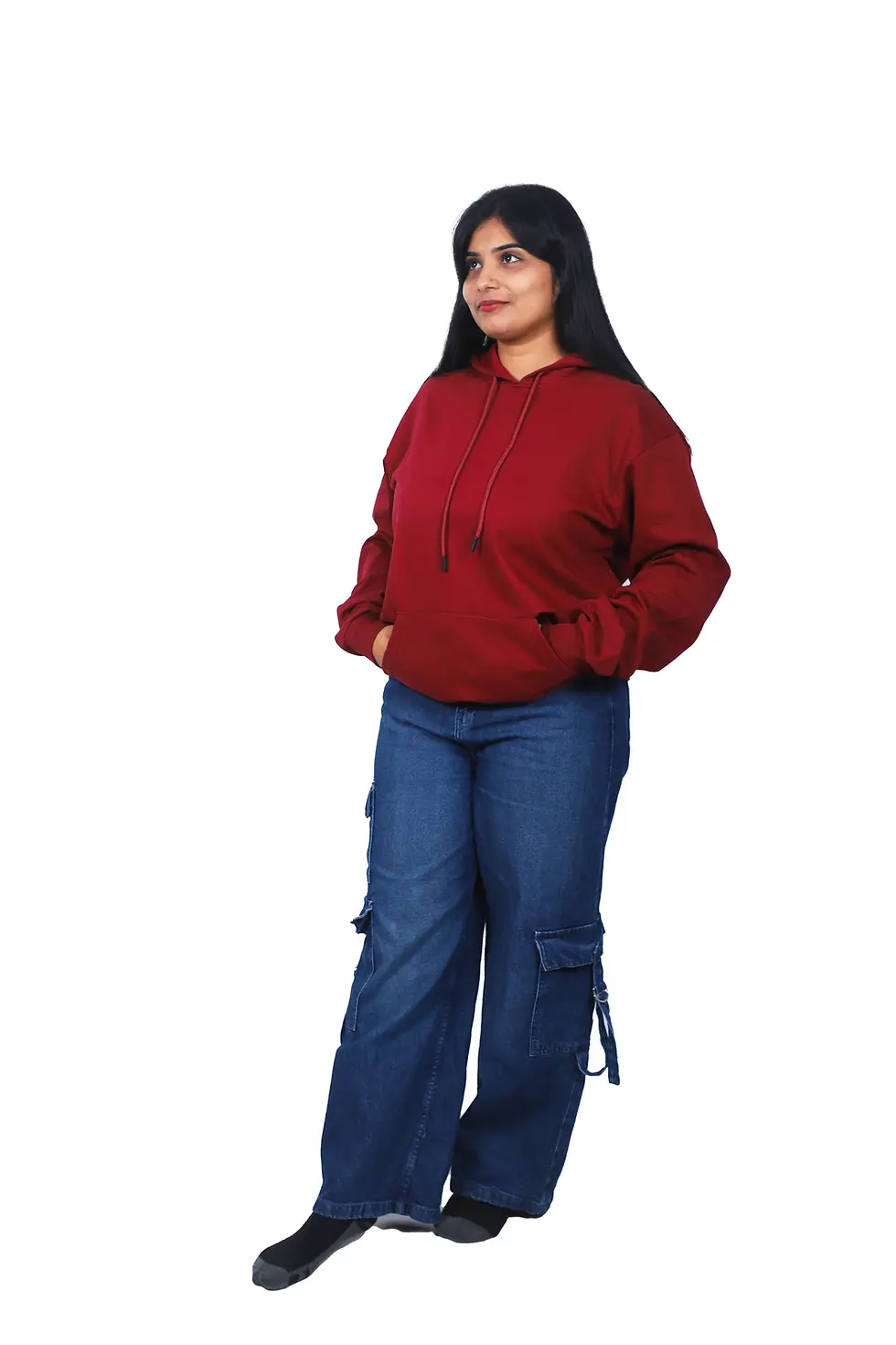 Thumbnail: Solid Maroon Relaxed Fit Hoodie