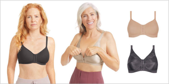 Thumbnail: Amoena Nancy Non-wired Front Closure Mastectomy Bra -Light Sand