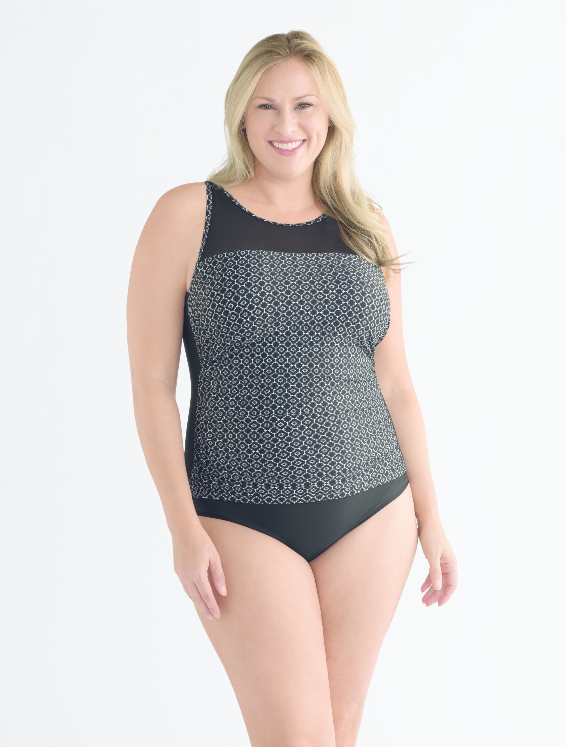 Amoena Ayon Mastectomy Half Bodice Black/White 71112