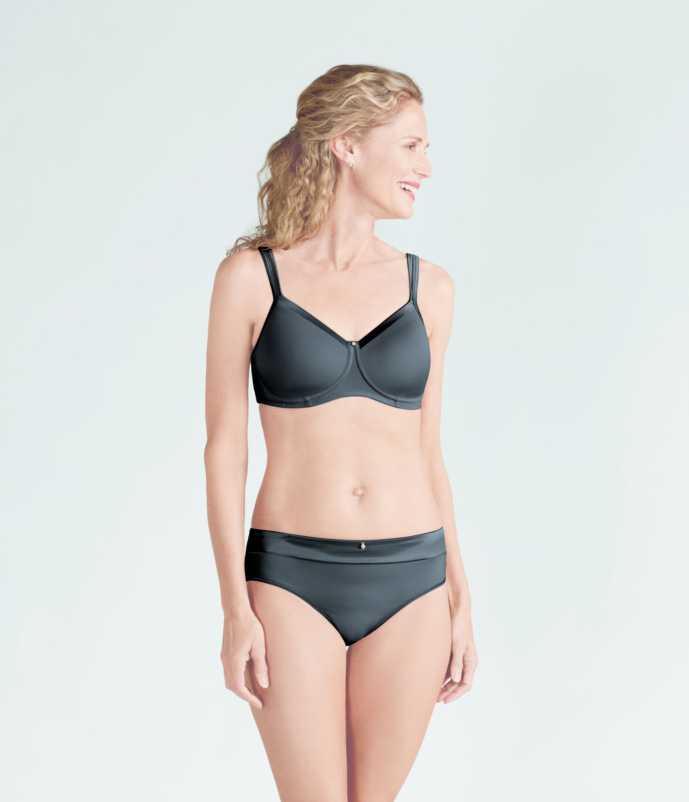 Amoena Lara Satin Padded Non Underwired Mastectomy Bra Black 44212