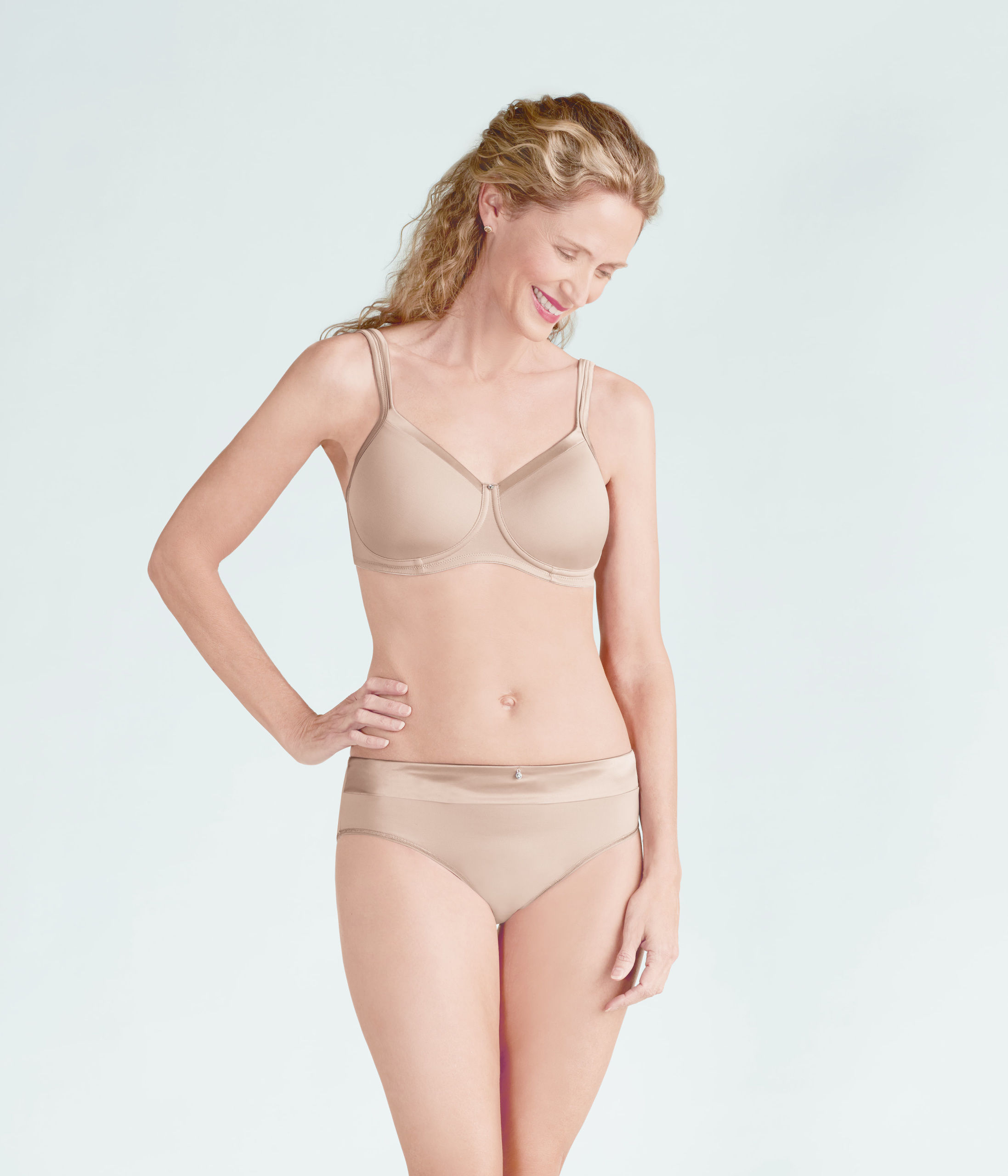 Amoena Lara Satin Padded Non Underwired Mastectomy Bra Nude 44214