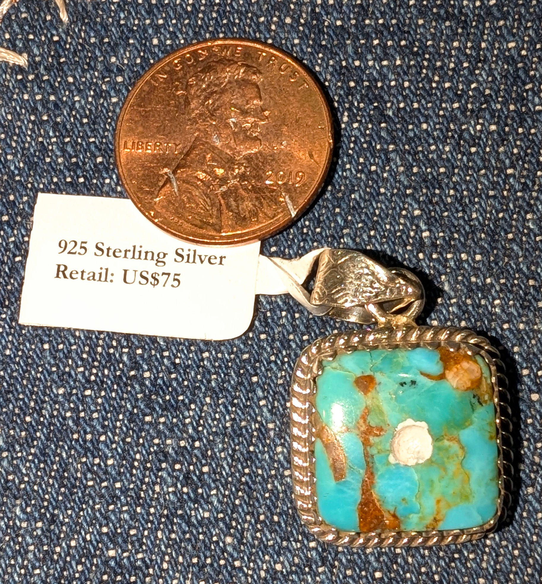 Kingman Turquoise Dice Pendant