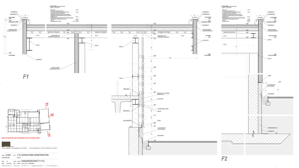 Fassadenschnitt Kletterhalle